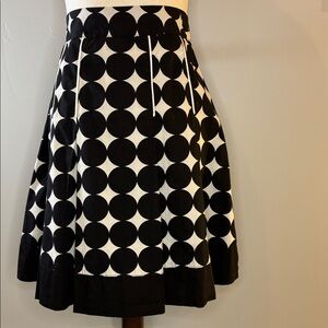 Stylish Black and White Polka Dot A-Line Skirt large pleats